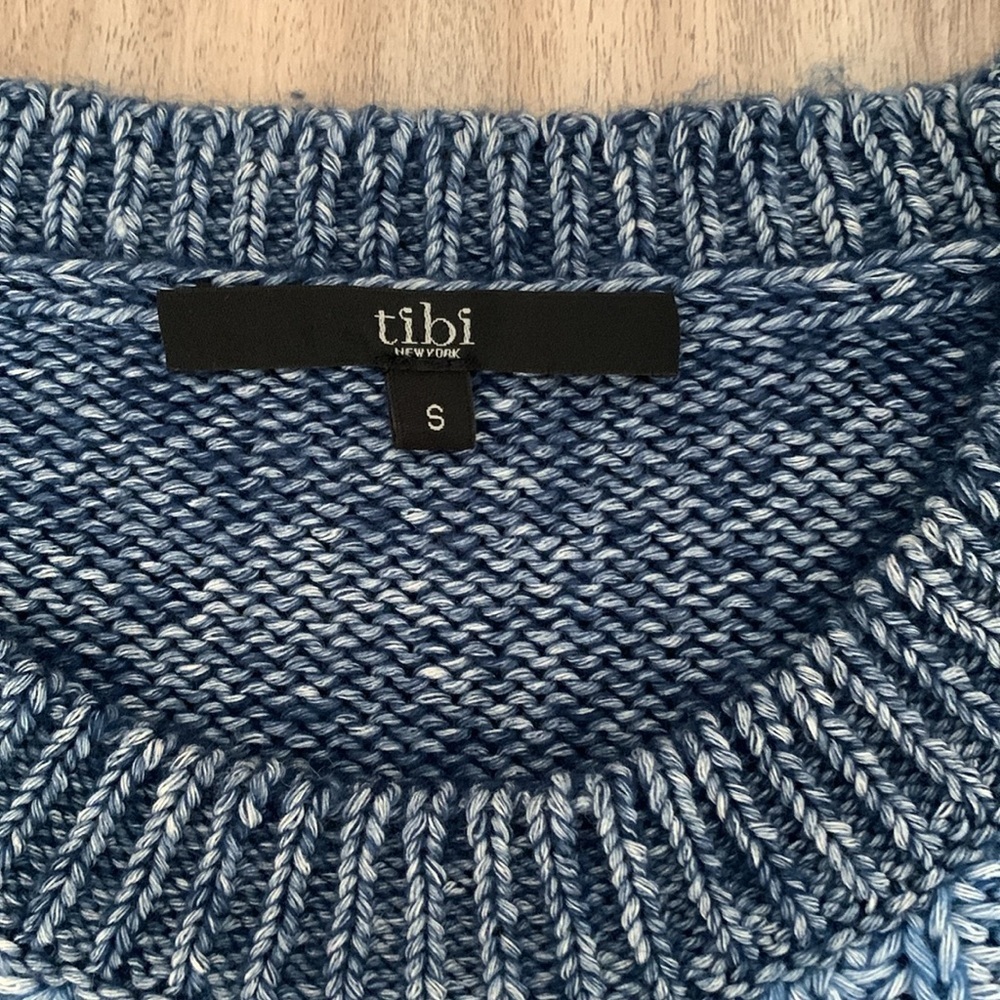 Tibi Crewneck Blue Colorblock Knit Pullover Sweater Women’s Size Small - Picture 3 of 10